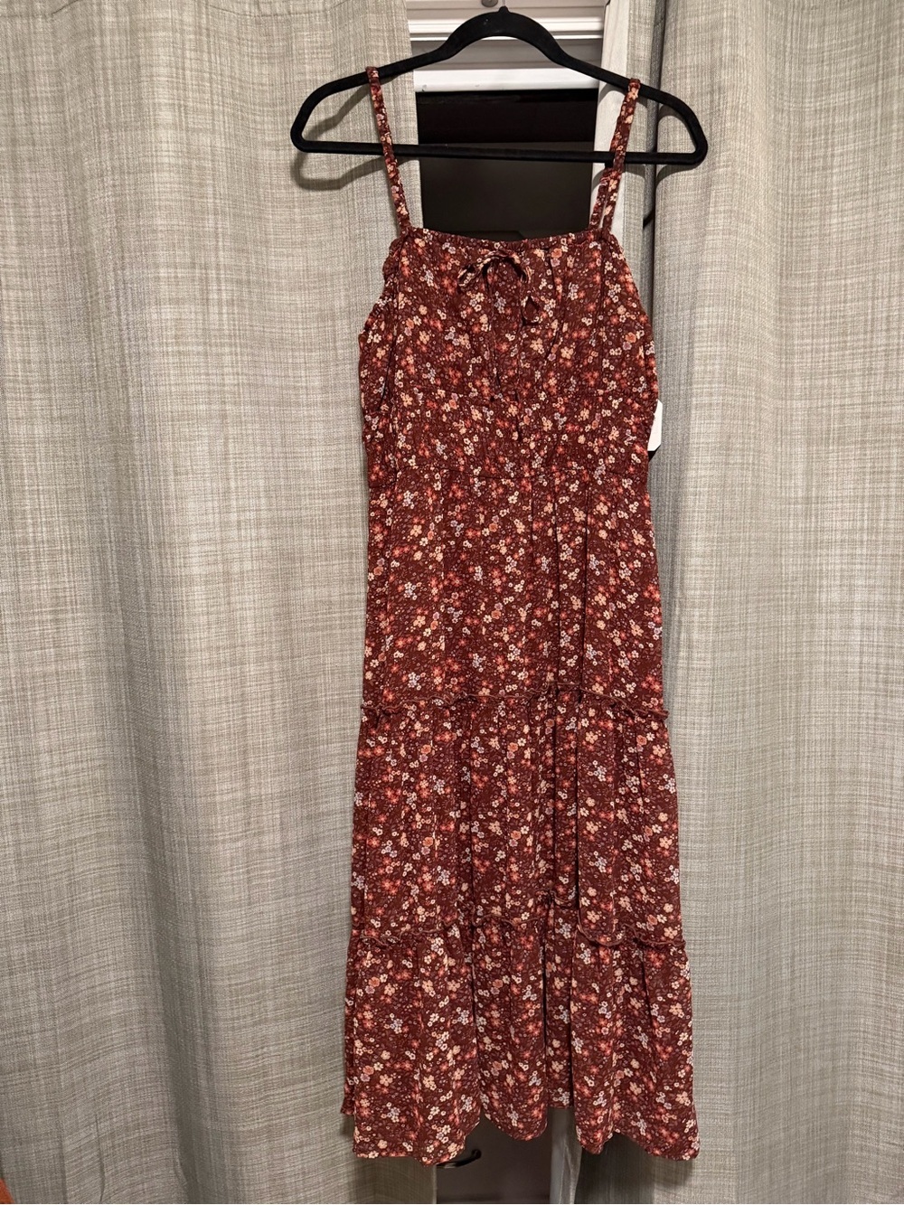Altar'd State Rust Floral Maxi Dress with Pink & Cream Accents